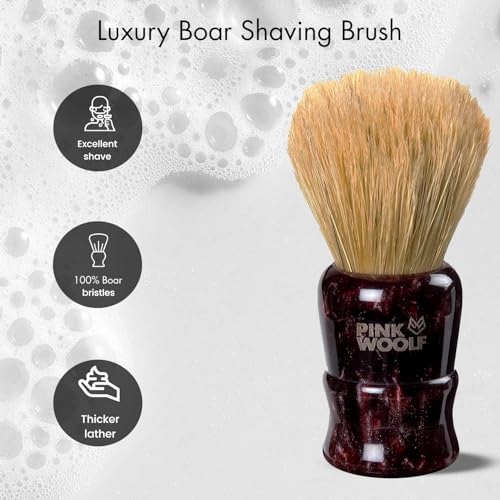 Luxury Boar Shaving Brush for Men ? 28mm Soft Boar Bristles, Dense Knot, Premium Handle, Rich Lather for Cream & Soap, Traditional Wet Shaving | MAROON HANDLE