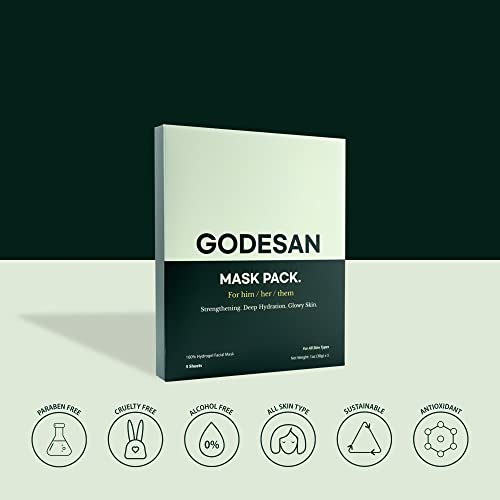Hydrogel Face Mask Pack 5pcs - Rich Collagen, Deep Moisture, Ginseng, Tea Tree, Hyaluronic, Overnight Mask, All skin type