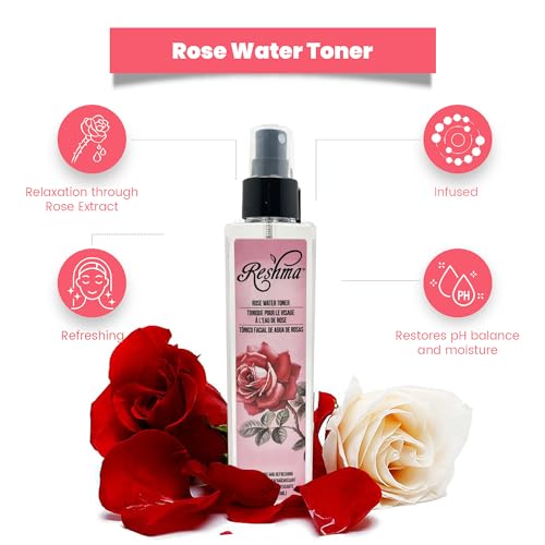Reshma Beauty Rose Water Toner | Hydrating Mist for All Skin Types and Hair Types| Plant-Based Facial Toner |No Dye and Alcohol Free| for Daily Use and Cruelty Free, 6.76 fl oz (Pack of 1)