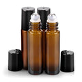 Amber Glass Roller Bottles for Essential Oils - 4 Pack, 10ml, UV Protection, Sungwoo