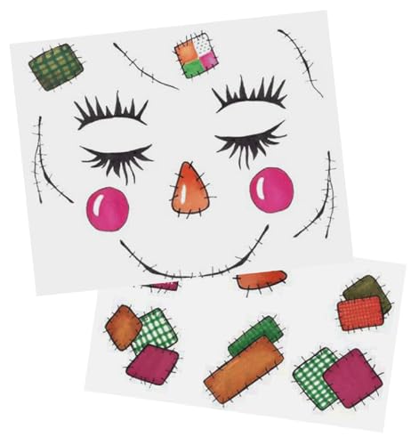 Scarecrow Face Temporary Tattoo Stickers, 2-Pack Halloween
