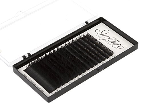 Mixed C-Curl Black Synthetic Mink Eyelash Extension Tray by Infinit | 16 Rows - Thickness: 0.15mm or 0.20mm X Lengths: 8mm~15mm | For Individual Lash Extensions ... (0.15)