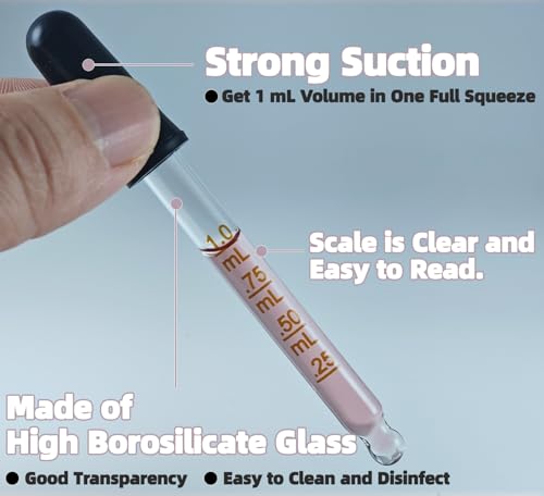 Glass Pipette Dropper Set 1ml with Brush for Essential Oils & Liquids
