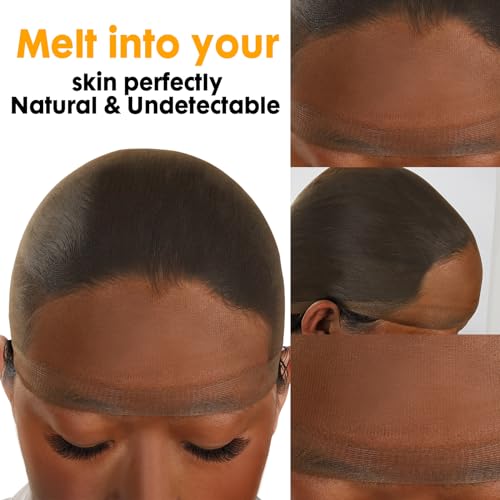 HD Wig Cap - Dark Brown 4 Pieces Invisible, Ultra-Thin, Stretchy, Breathable for Lace Front Wigs - Variation of HD Wig Cap / Dark Brown 4 PCS