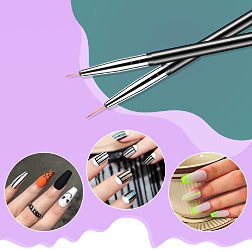 Artdone Nail Art Dotting Tools Set - Black Double-Ended Brushes Kit for Gel Polish