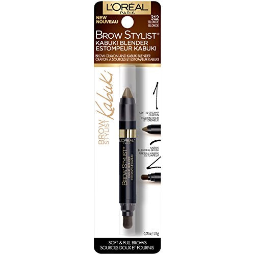 L'Oreal Paris Brow Stylist Kabuki Blender Brow Crayon, Blonde, 0.05 oz.