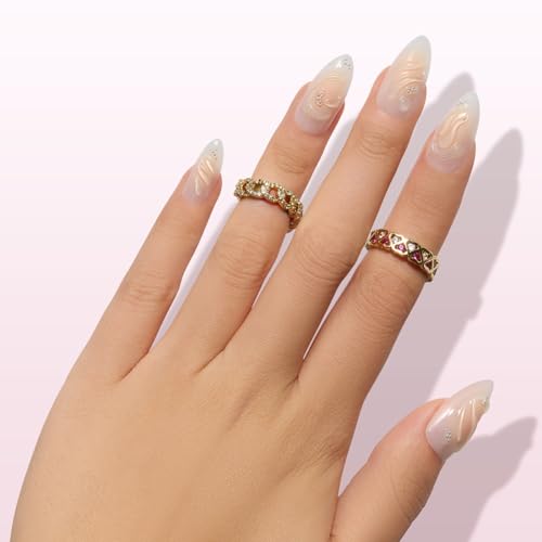 Press On Nails - Shoreline Swirl Medium Almond, 30 Pcs