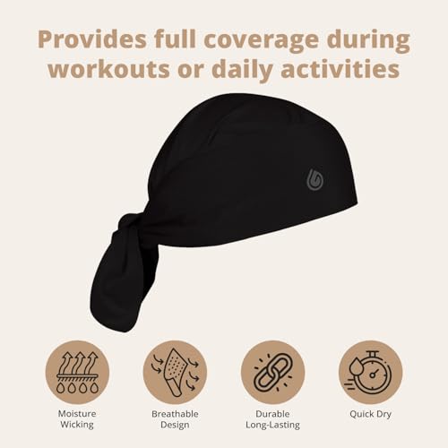 Gymwrap Full Triangle 2.0 Black Moisture Wicking Headwrap with EvapoCOOL Technology