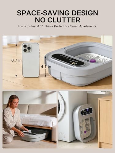 ALLJOY Collapsible Foot Spa with Heat & Bubbles, 6 Rollers
