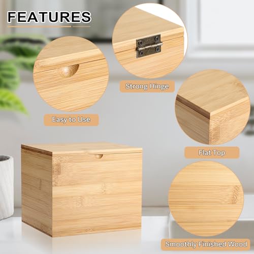 Bamboo Face Towel Holder with Lid - Bathroom Storage Box