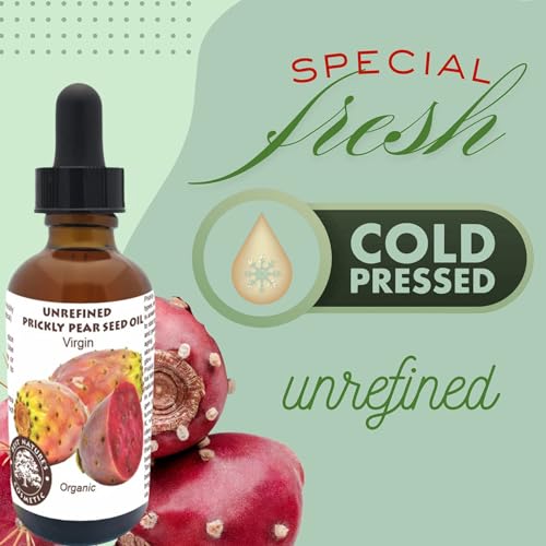 Prickly Pear Seed Oil Organic - Virgin (Cold Pressed, Unrefined) for hydrated skin, glowing mature skin. Nature¡¯s Desert Secret for Radiant Skin and Hair 1 oz (30ml)