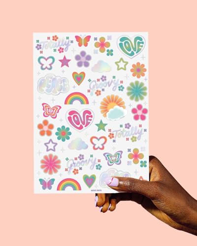 xo, Fetti Groovy Rainbow Temporary Tattoos - 68 Pcs