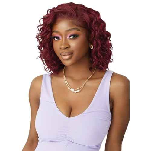 Outre Airtied 100% Fully Hand-Tied Wig - Human Hair Blend - Loose Deep 12" (WARM APRICOT)