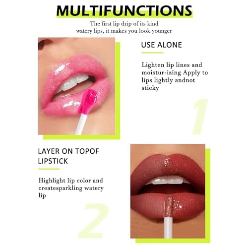 4 Colors Lip Oil Lip Glaze,Hydrating Tinted Plumping Lip Gloss,Clear Pink Shiny Glow Reviver Lip Care Oil,Longlasting Non-sticky Transparent Lip Oil,Christmas Makeup Gift Kit for Women-SetA