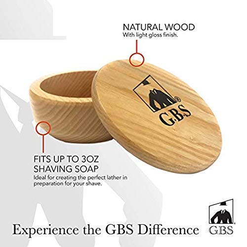 G.B.S Men's Wet Shaving Kit Pure Synthetic Hair Bristle Shave Brush, Beech Wood Shave Soap Bowl Cup with Lid Cover, Shave Ready Straight Razor with Razor stand and Natural Shaving Soap