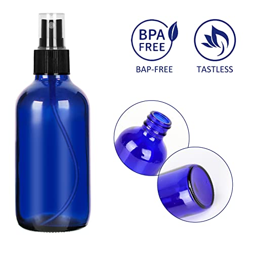 CycleMore 25 Pack 4oz Blue Glass Spray Bottles with Fine Mist Sprayers - Reusable Travel Essential