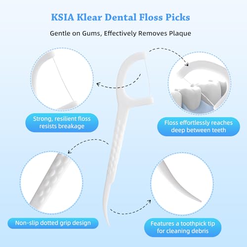 KSIA Mint Dental Floss Picks, 50 Count Wrapped Flossers