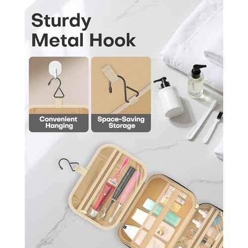 HOTOR Hanging Toiletry Bag - Spacious Travel Toiletry Bag for Women & Men, Multi-Pocket Makeup Organizer, Travel & Cruise Essentials for Business Trip, Gym, Black, 11.0" x 8.7" x 3.9"