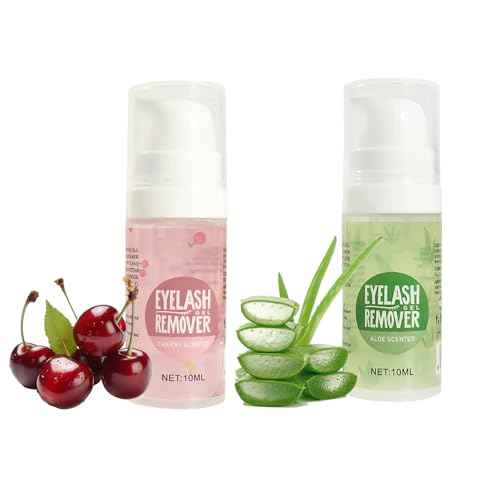 2Pcs Eyelash Remover for Extensions, Clear Eyelash Extension Remover Gel with Aloe and Cherry, Effortlessly Lash Extension Removal, No Irritation Easy to Apply & Quick Removal, Leaves Lash Soft, Clean