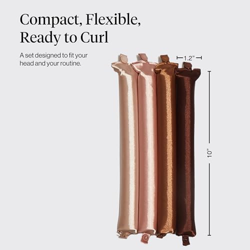Satin Flexi Rods Heatless Curling Set - 4 Piece Overnight Hair Curlers