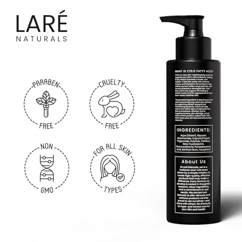 C15:0 Pentadecanoic Acid Supplement Body Lotion - Skin Cellular Benefits - Body Moisturizer for Dry to Very Dry Skin - Vitamin B3 Lotion - 8 fl oz - Unscented