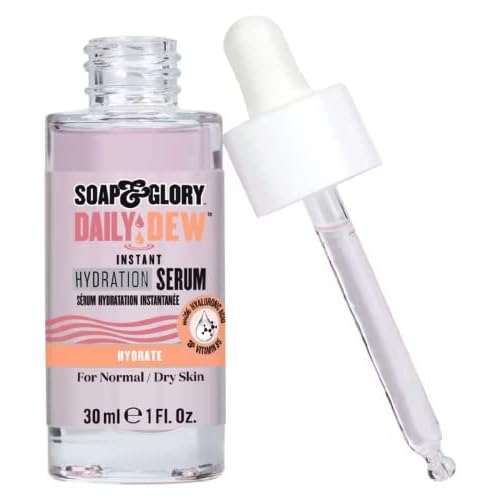 Soap & Glory Daily Dew Instant Hydrating Face Serum - Thirst Quenching Vitamin B5, Rosewater + Hyaluronic Acid Serum - Lightweight, Fast Absorbing Vegan Moisturizing Treatment (30ml)