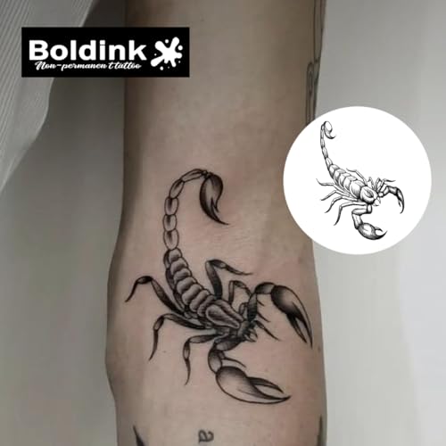 Semi-permanent Tattoos,Realistic Fake Tattoos,Last 7-15 Days,Waterproof Non-reflective Temporary Tattoo Stickers,Cruelty-free,Uniquely Designed Exquisite Packaging(Scorpion 2)