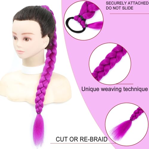 Purple Ponytail Extension 24 Inch with Elastic Tie