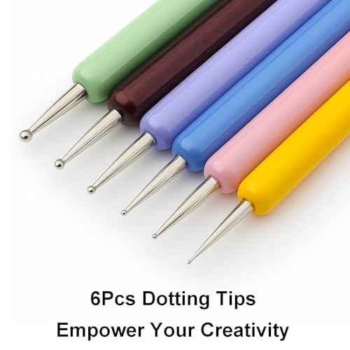 Gel Polish Nail Art Brushes, 6 Pcs Dual-Ended Art Design Pens with Case for Gel & Acrylic - Clean Up, Dotting, Liner, French Tip Tools for Nail Design, Extension & Manicure, DIY Kit Gift for Women