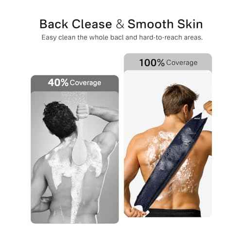 Yiclick Exfoliating Washcloth Towel with Handle, Back Scrubber for Shower, Exfoliating Body Scrubber Exfoliator, Japanese Wash Cloth for Body Scrub, Bath Sponge Loofah Luffa Washer Exfoliator