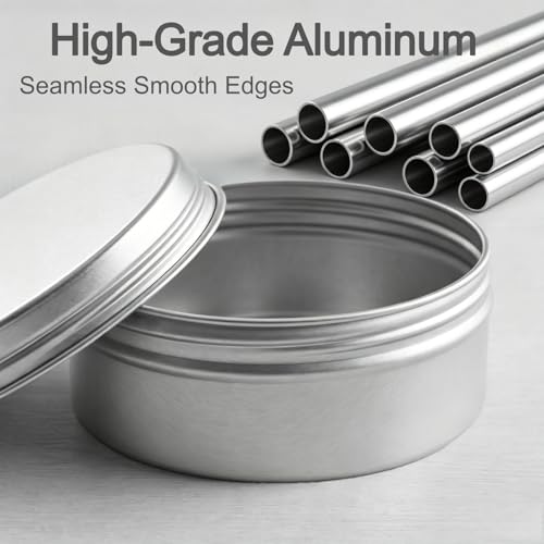 12 Pack 2oz Round Refillable Aluminum Tins with Screw Lids