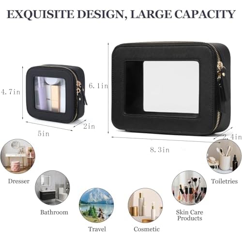 Clear Makeup Bag with Mini Cosmetic Bags,Travel Toiletry Bag for Women,Portable Cosmetic Bag Case, Transparent Waterproof Cosmetic Organizer Storage Bag for Women Men