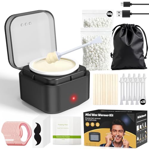 Nose Wax Kit Men: Nose and Ear Hair Removal Kit with Smart Temperature Control & USB C Fast Heating, Nose Hair Wax Kit Includes 100g Hard Wax Beans 20 Sticks & Travel Bag | Lasts up to 7 Weeks 15 Uses