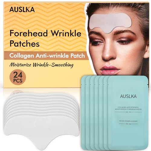 AUSLKA 24PCS Forehead Wrinkle Patches With Aloe, Collagen - Forehead Wrinkles Treatment,Anti Wrinkle Patches Care To Smooth Fine Lines & Wrinkles