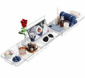 Expandable Bathtub Caddy Tray, Clear Acrylic Bath Shelf with Phone & iPad Holder