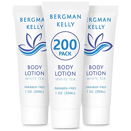 BERGMAN KELLY - Travel Size Lotion - 1 fl oz, 200 PK, White Tea - Delight Your Guests with Invigorating and Refreshing Body Lotion - Quality Mini and Small Size Guest Hotel Toiletries in Bulk