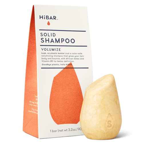 HIBAR - Volumize Shampoo Bar - For Fine & Flat Hair - Add Body, Definition & Volume - With African Dates & Vitamin B5 - Plastic-Free - Soap, Paraben & Sulfate-Free - Color Safe & Vegan -1 Solid Bar
