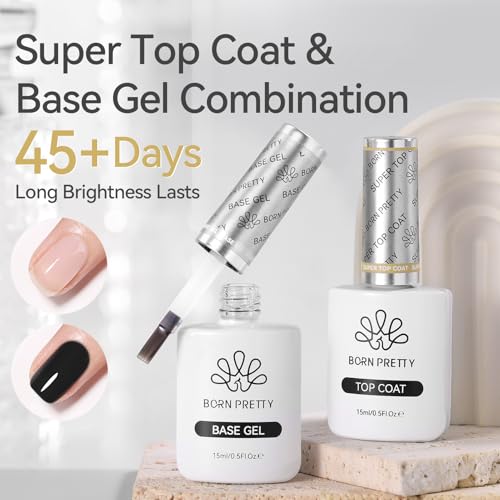 BORN PRETTY No Wipe Gel Top and Base Coat Set - 15ml Long Lasting