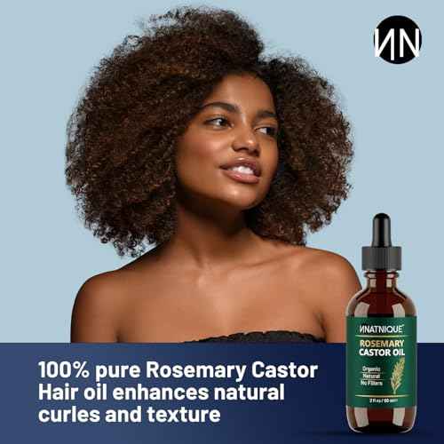Natnique Rosemary Castor Oil ? 100% Pure Cold-Pressed Organic Hair Growth Oil, Hexane-Free Scalp Serum & Moisturizing Treatment for Dry Scalp, Fuller Hair, Stronger Roots & Natural Care ? 2oz