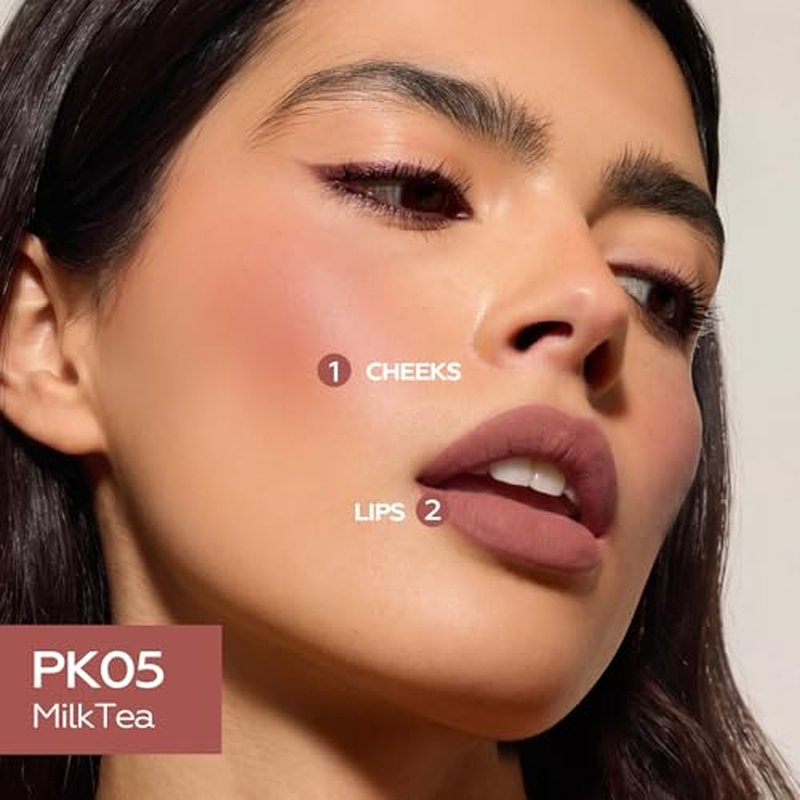 FOCALLURE Lip and Cheek Tint - Matte Cream Blush & Eye Color, Milk Tea