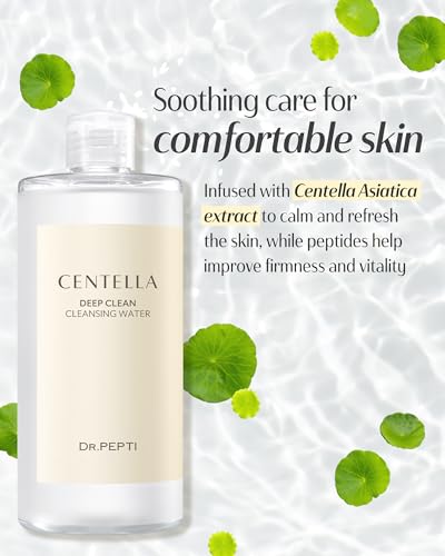 dr.pepti Centella Micellar Cleansing Water - Low-pH Makeup Remover, 13.5 fl oz