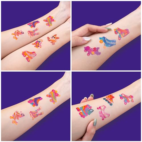 96 PCS Roller Skate Temporary Tattoos for Kids Party Favors