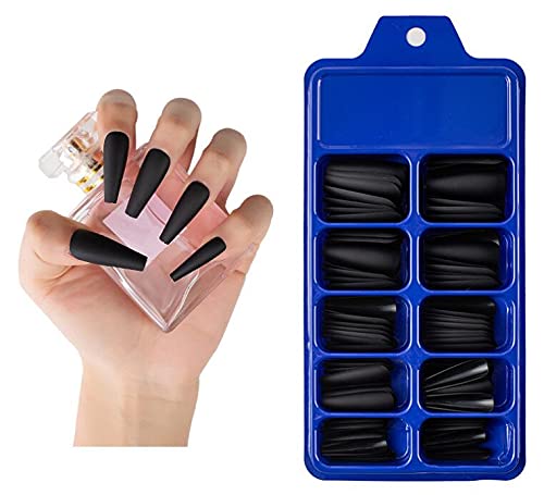 EternalClassic 200PC Matte Coffin Press on Nails Set Long Ballerina False Nail Tips Full Cover Artificial Fingernails Women Girls Manicure Decor for Home & Salon (Long Coffin)