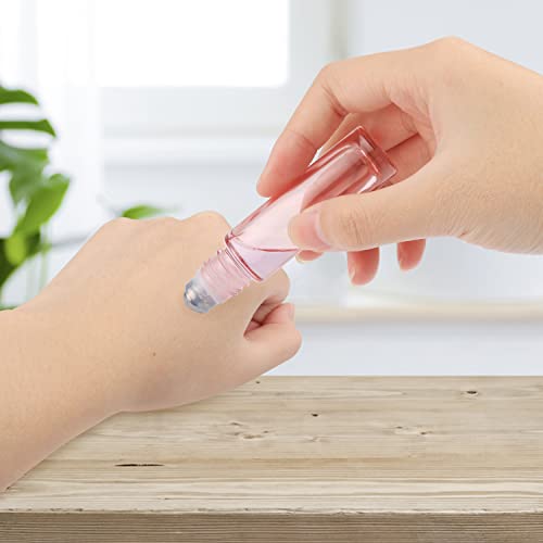20Pcs 10ml Pink Essential Oil Roller Bottles with Steel Ball