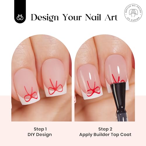 Beetles X Press Plus Gel Nails Kit | Pink French Tip Press On Nails Short Square | 15 Sizes 150Pcs All-in-One Kit With Nail Glue,Remover,Builder Top Coat,Nail Lamp Gift For Women