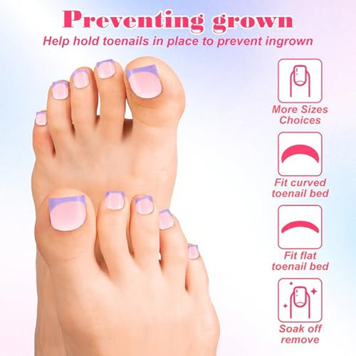 150 Pcs French Tip Toe Nails Press On Kit - 15 Sizes