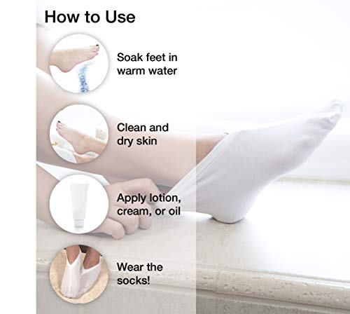 Eurow Moisturizing Cotton Therapy Socks for Dry Cracked Feet - 2 Pairs