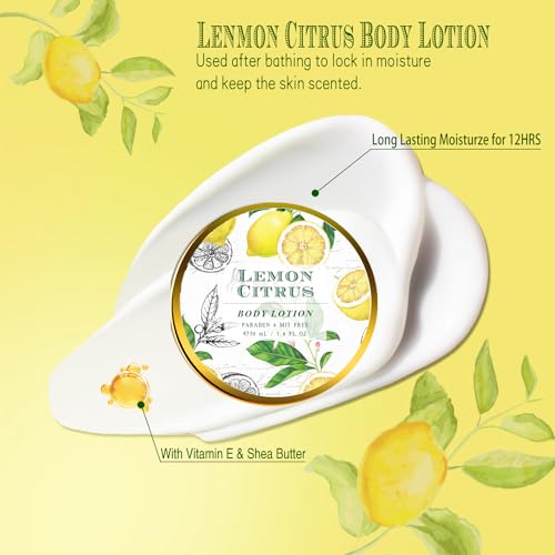 Lemon Citrus Spa Bath Gift Set for Women – 8 Pcs