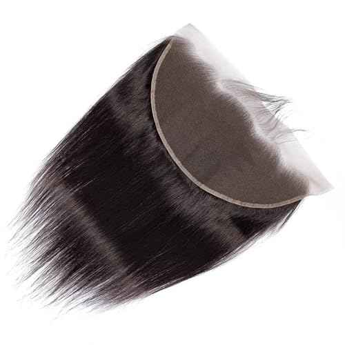13x4 Ear To Ear Straight Lace Frontal Closure Transparent HD Human Hair With Baby Hair Knots 100% Virgin Remy Human Lace Frontal Closures 150% Density Natural Color (14 Inch,Straight frontal)