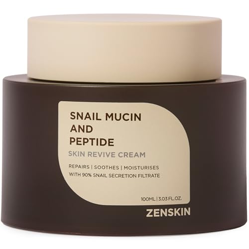 Snail Mucin & Peptide Skin Revive Cream, Deep Hydration, Youthful Appearance with 90% Snail Mucin & 5 Peptides for Smooth, Youthful, Radiant Skin, 100ml